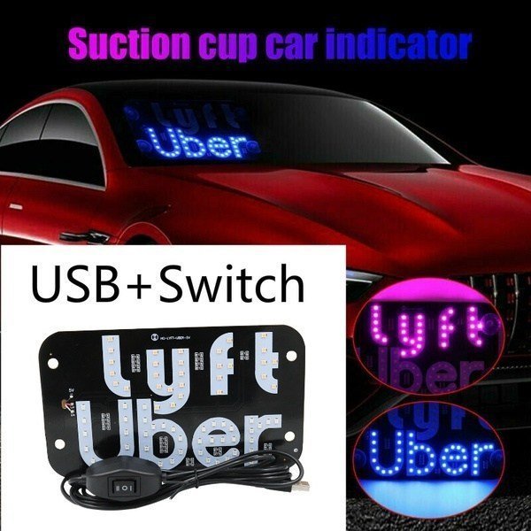 Uber&Lyft Two Light Sign in One Panel,Glow LED Light Logo Hook on Car