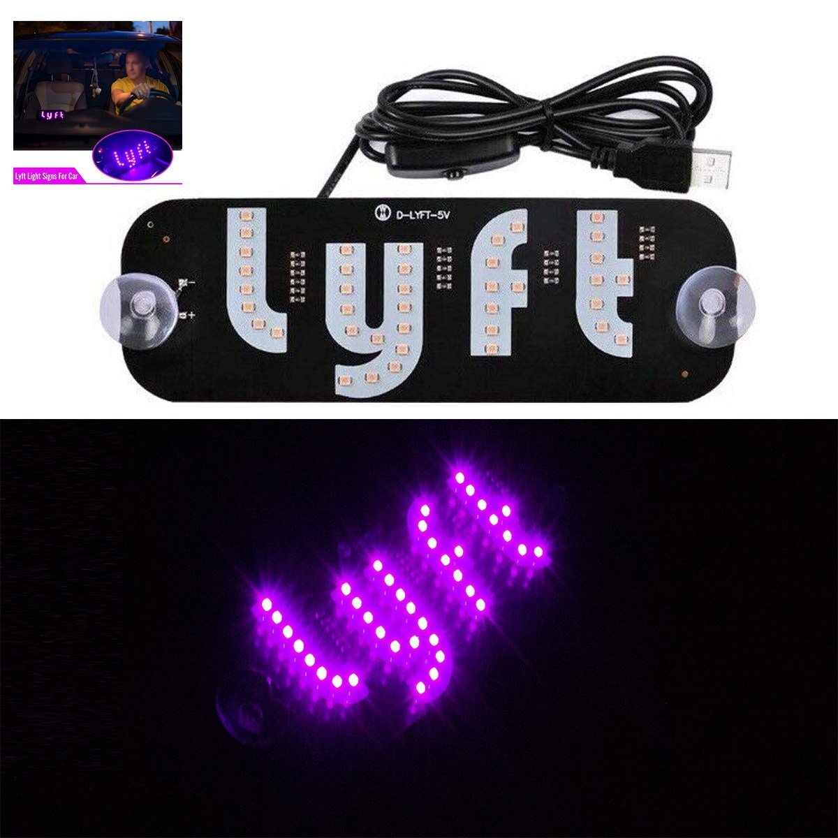 LED Light Sign with Lyft Logo,Lyft Sign Flashing Hook on Car ...